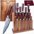 Damascus Knife Block Set – Premium 20-Piece Chef Knife Set with Extra Cutting Board & Wine Corkscrew, High Carbon Stainless Steel, Elegant Housewarming Gift