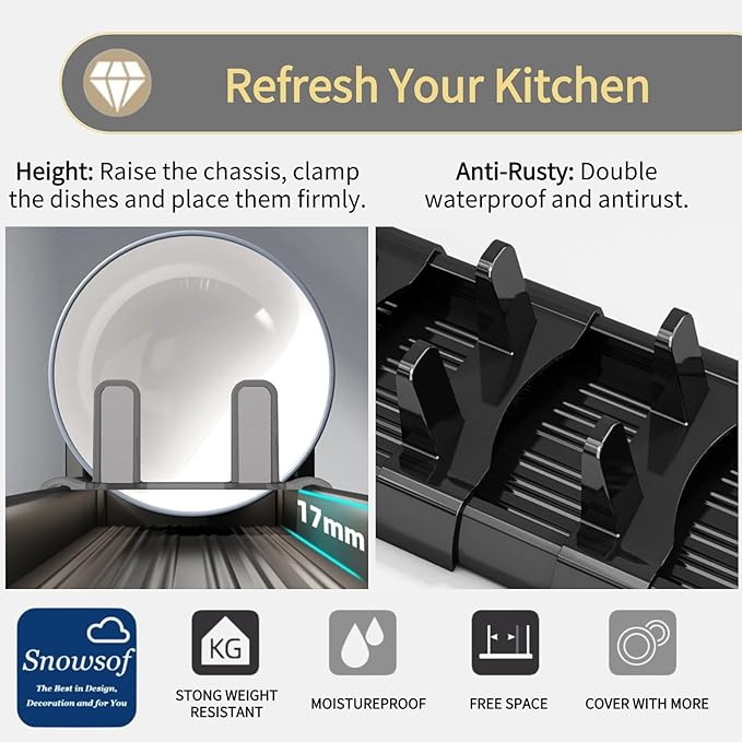 Dish Drying Rack, Stainless Steel Adjustable Bowl Plate Drainer, Pot Lid Holder, Cabinet Organizer for Cutting Boards, Cooling Racks, Pots & Pans (17.7 inch)