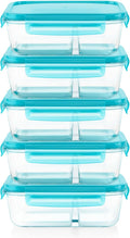 Pyrex Glass MealBox (5-Pack, 4 Cup) Divided Compartments with Locking Lids, For Meal Prepping and Portioning, BPA Free Microwave Dishwasher Safe