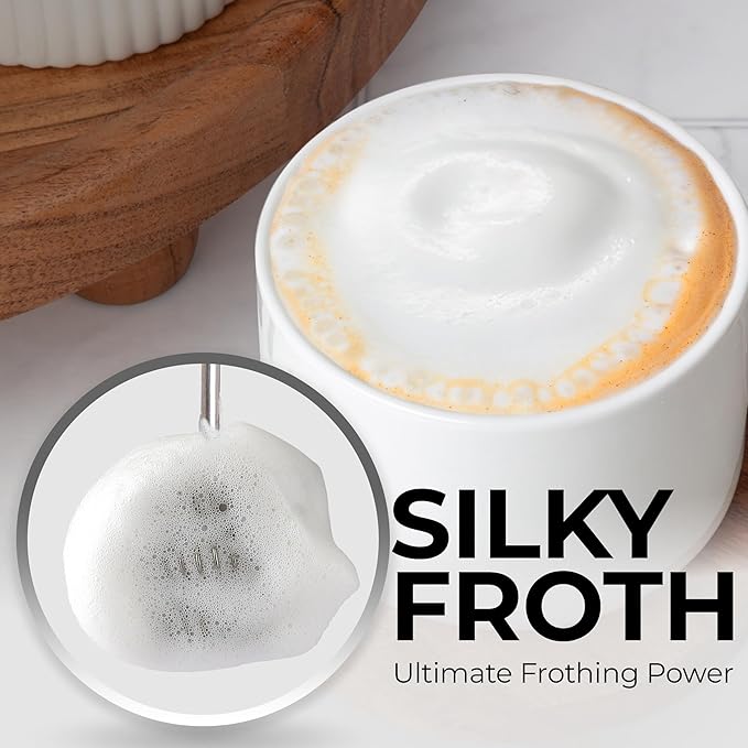 Zulay Kitchen Patented Tornado Triple Whisk Milk Frother with 4 Duracell Batteries – Handheld Foam Maker for Coffee, Lattes, Matcha & Hot Chocolate – Rich, Creamy Froth in Seconds - Onyx Gray