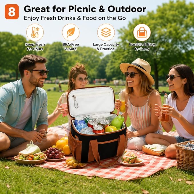 BTOOP Insulated Lunch Box for Women, Cute Corduroy Lunch Bag with Shoulder Strap, Leakproof Wide-Open Lunch Tote for Work, Office, School, Picnic Brown Black