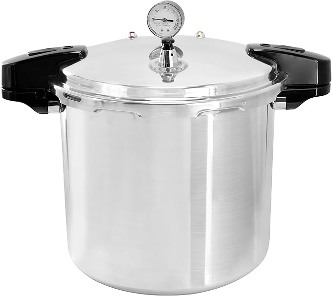 MegaChef 24 Quart Large Capacity Aluminum Stovetop Pressure Cooker for Induction and Gas Stove-Tops