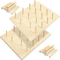 Kigley 6 Pcs Wood Pegboard Drawer Organizer with 48 Pegs Wooden Peg Board System Peg Drawer Organizers for Kitchen Dishes Plate Pegboard Food Containers(20.98x5.91,Wood)
