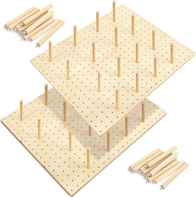 Kigley 6 Pcs Wood Pegboard Drawer Organizer with 48 Pegs Wooden Peg Board System Peg Drawer Organizers for Kitchen Dishes Plate Pegboard Food Containers(20.98x5.91,Wood)
