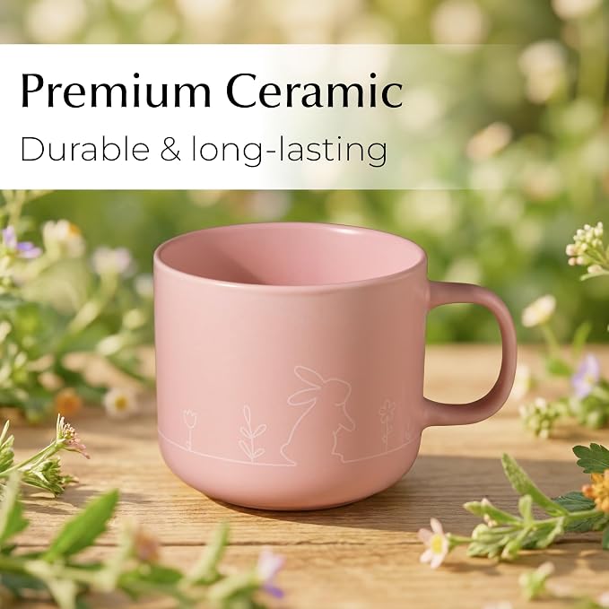 MIAMIO – Spring Cup Set / 4 × 15 oz ceramic coffee cups in pastel colors/large coffee and tea cups in a modern design – gift for women/men for Easter and spring – Prim Collection (Pastel)