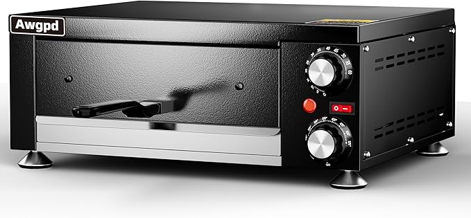 Electric Pizza Oven Indoor Countertop Pizza Oven Commercial Pizza Maker Machine for Home with Timer Stainless Steel Pizza Cooker, Suitable for Both Commercial and Home Use (Black1)