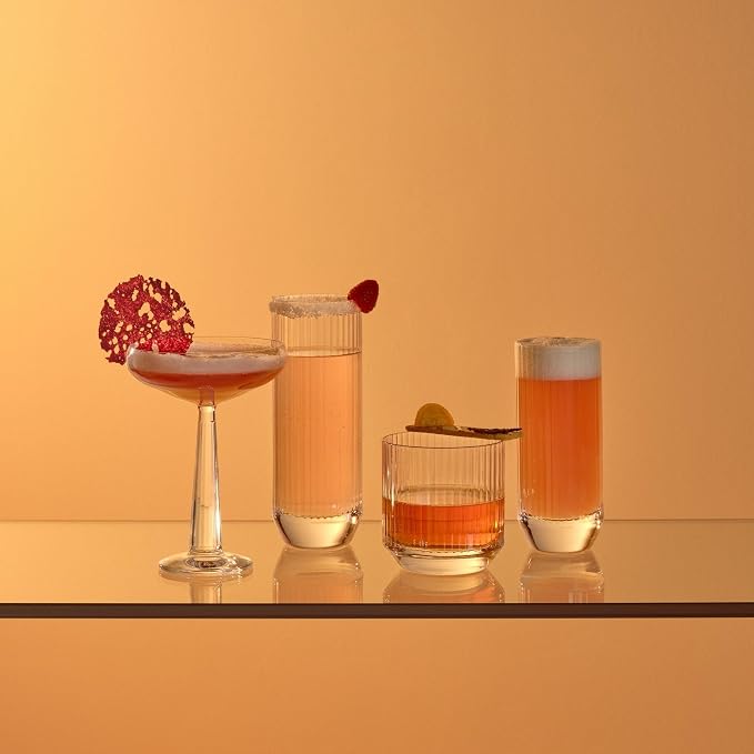 NUDE GLASS NUDE Whiskey Glasses Set of 4 SOF – 9.25 oz Lead-Free Crystal Old Fashioned Glass Big-Top