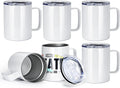 AGH 12OZ Sublimation Coffee Mug With Handle, 6Pack Stainless Steel Tumbler with Handle.Sublimation Mug Set for Coffee,Tea,Beer and Juice, Individually Boxed, White