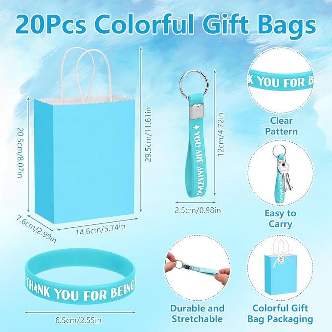 141Pcs/20Set Employee Appreciation Gift Bulk Inspirational Thank You Gift with 16oz Plastic Tumblers Notebooks Pen Silicone Bracelets Keychain for Christmas Team Staff Teacher Nurse Coworker Volunteer