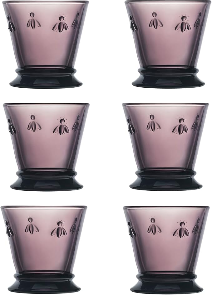 La Rochere Bee Aubergine Tumbler Set/6 - La Rochere Bee Glassware Sets