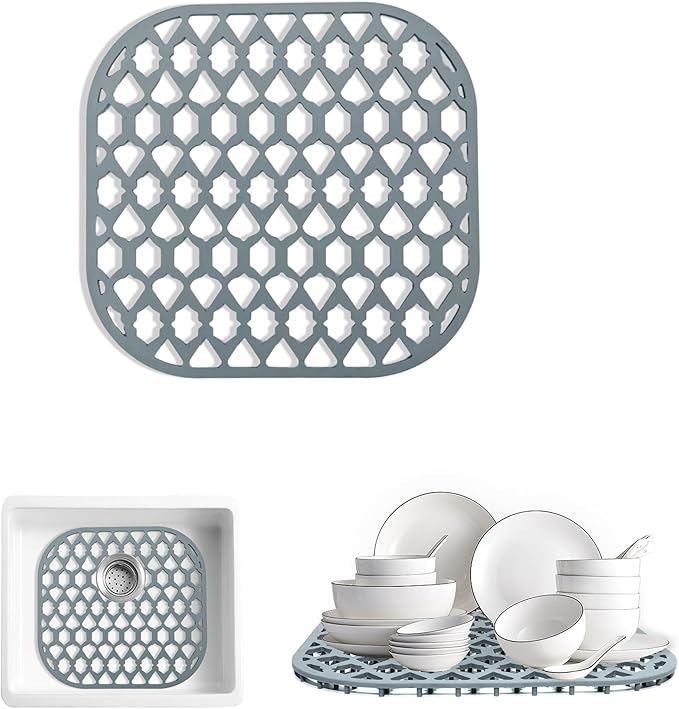 SAMSIER Silicone Sink Protectors Mats (13x11 & 14x12 & 16x12 & 18x16 & 19x14 & 21x16 & 22x13 & 25x16 & 26x14 & 28x14 & 30x16) for Bottom of Kitchen Sink (12”x11.5”, 2 Packs)