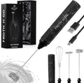Zulay Froth N Go Milk Frother – Rechargeable 3-in-1 Handheld Frother Wand with Travel Case & USB-C Charger – Single, Double & Egg Whisk for Latte, Cappuccino, Matcha, Protein Shakes – Black Marble