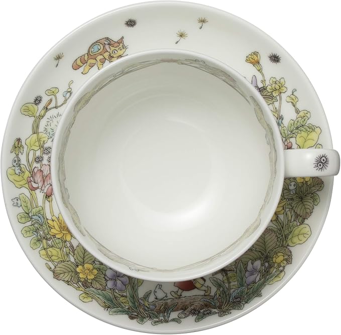 Noritake T97285A/4660-3 My Neighbor Totoro Milk Tea Cup & Saucer, 11.8 fl oz (325 cc), Snake Strawberry Version, Microwave Safe, 1 Guest, Bone China