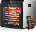 FOHERE Food Dehydrator for Jerky 1000W, 10 Trays With Large 9.04ft² Drying Space,176°F Temperature Control, Digital Adjustable Timer, Light, Dryer Machine for Dog Treats,Herbs, Meat, Fruit, and Yogurt