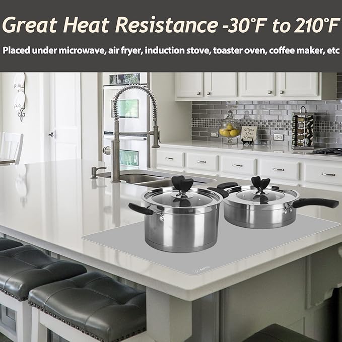 Extra Large Silicone Mat 36" x 24" Place Mats, Heat Resistant Mat for Kitchen Countertop Protector, Thick Placemats Washable Silicone Mats for Kitchen Counter Mat Dining Table Mat, Grey, Sapid