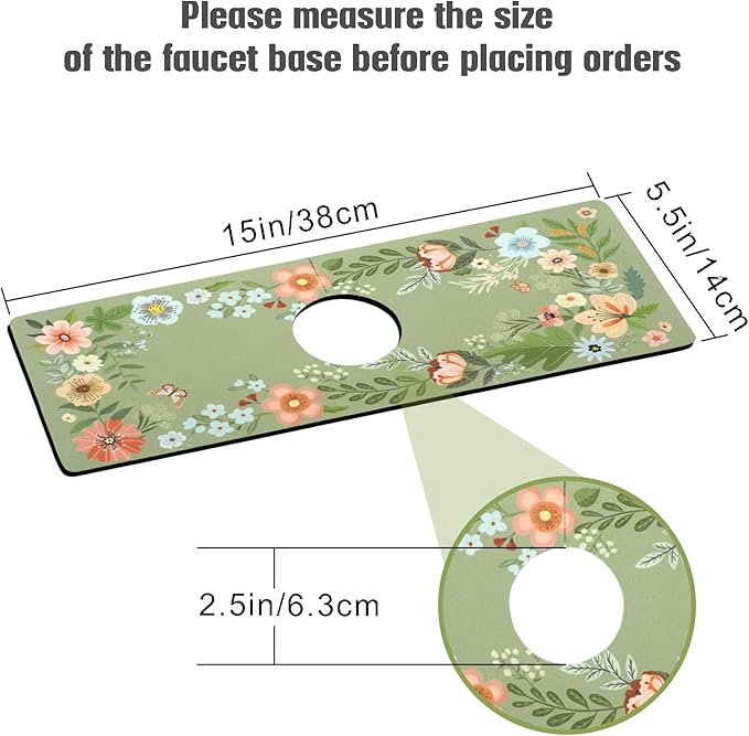 Sink Faucet Absorbing Mat, 2 Pack Drying Mat Around Faucet Sink Splash Guard Behind Faucet Sinkmat For Kitchen Bathroom Island Rv 15 * 5.5 Inch (38 * 14 cm)