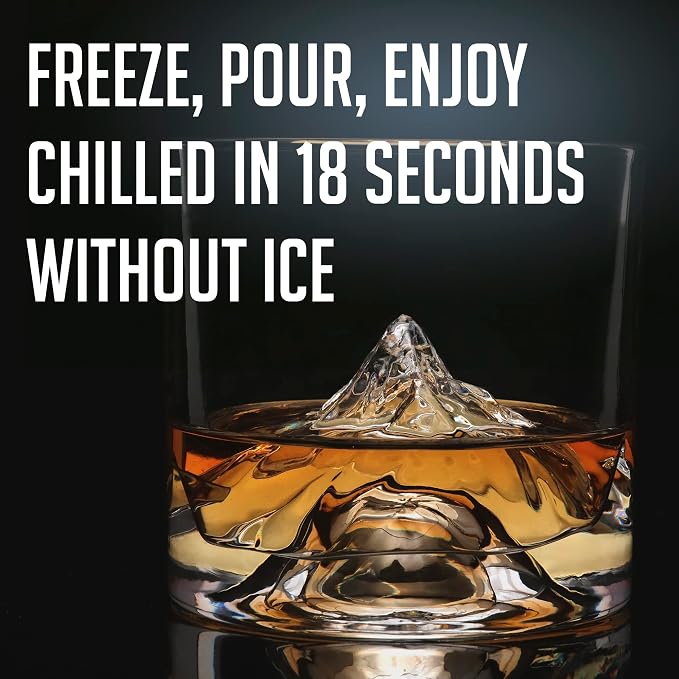 LIITON The Peaks Heavy Crystal Whiskey Glasses Gift Set of 4, Thick Freezable Bourbon Glass 1lb Each, Premium Whiskey Gifts for Men, Frozen Crystal Chills Cocktails, 10 oz