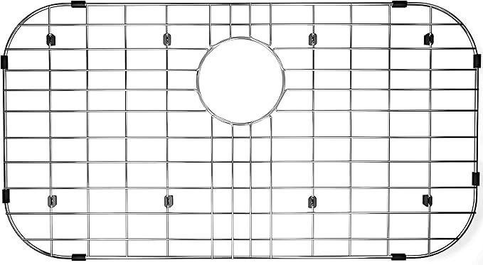 Kitchen Sink Grid and Sink Protectors, Stainless Steel Sink Grids for Bottom of Kitchen Sink Rear Drain with Corner Radius, Stainless Steel 26" x 14"