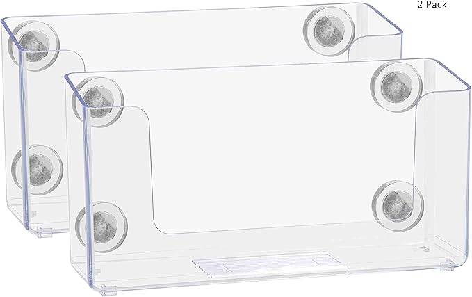 Marketing Holders 2 Pack Magnetic Postcard Holder Holds 5" Wide Booklets Take One Display Metal Wall Mount Horizontal Recipe Card Bin Perfect for Index Card Clear Acrylic Mounted on Filing Cabinet