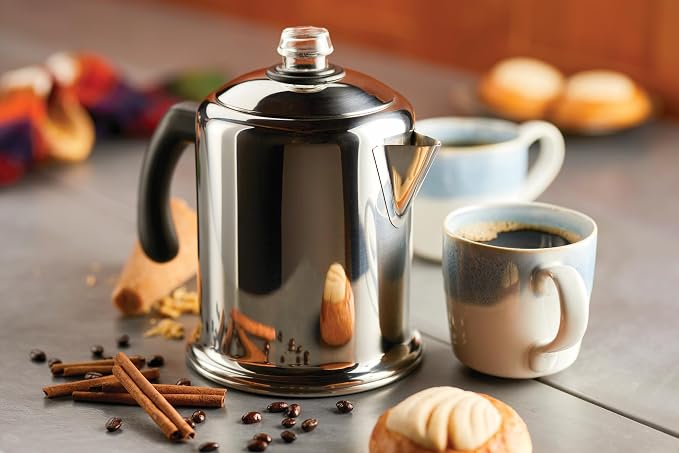 Farberware Classic Stainless Steel Yosemite Percolator Coffee Pot, 8-Cup, Stainless Steel
