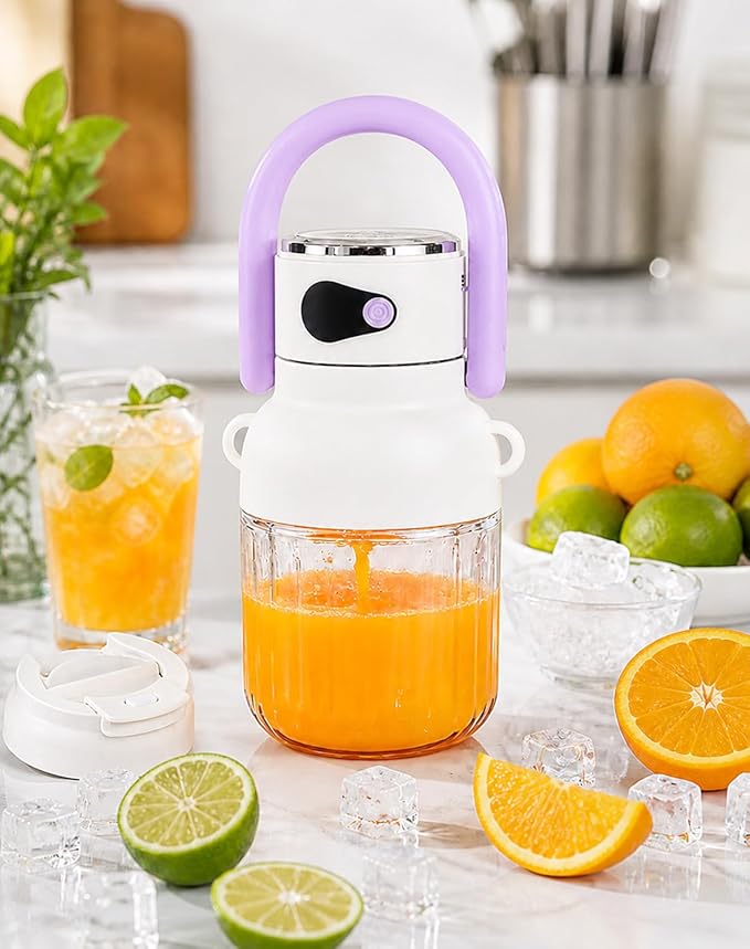 Portable Blender for Daily Smoothies - 33oz Large Capacity Personal Portable Blender, 38 Stainless Steel Blades for Ice & Frozen Fruit, USB-C Rechargeable with Smart LED Battery Monitor (Purple)