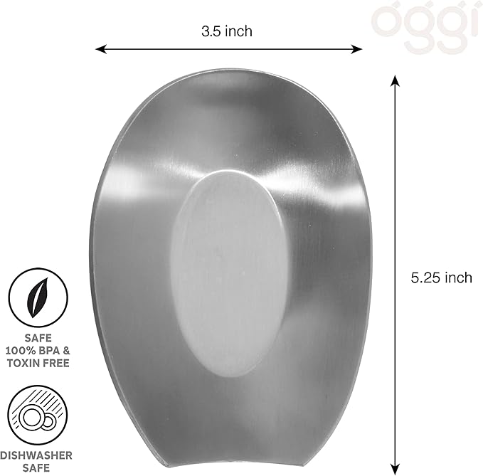 Oggi Stainless Steel Spoon Rest, 5.25 inch by 3.5 inch (7635.)