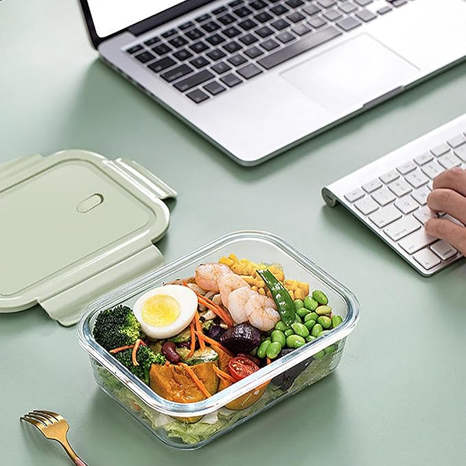 Fridge Food Storage with Lids, Glass Meal Prep Containers with Lids, Vegetable Fruit Meat Storage Organization, Leakproof Reusable Lunch Boxes, for Picnic, BBQ, Party, Travel