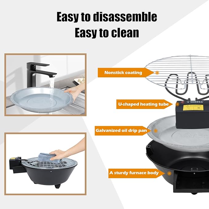 Electric Grill Outdoor Indoor Cooking,Smokeless BBQ,Portable Removeable Grill, (YD330)