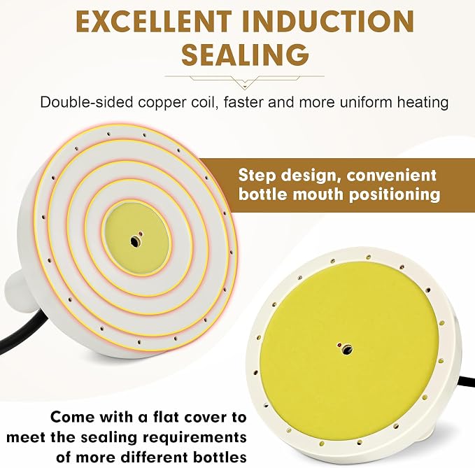 20mm-130mm Portable Handheld Induction Sealer，Bottle Cap Sealer for Plastic, Glass Bottles，Induction Heat Sealer 110V