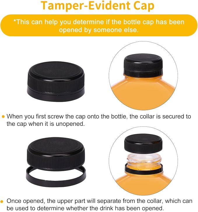 TOMNK 6pcs Juice Bottles, 64oz Reusable Plastic Juice Bottles with Caps and Labels, Funnel, Brush Beverage Containers for Juicing, Smoothies, Tea, Milk