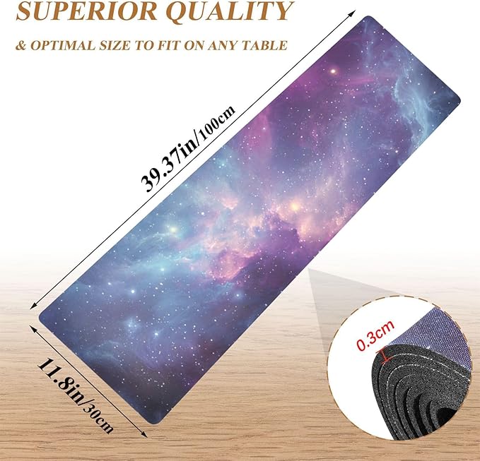 Cosmic Nebula Bursts Stars Purple Trivet Table Runner Heat Resistant 230F for Hot Dishes Pots Plates Kitchen Dining Table Protector Decorative 39.37 X 11.8 Inch