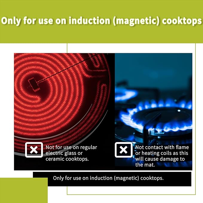 Cook's Aid 2PCS Silicone Induction Cooktop Protector Cover Mat 11"(Magnetic) | 230°C (450℉) Heat-Resistant Induction Stove Protector | Multifunctional Silicone Mat (Logo CK)