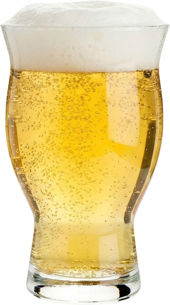 Restaurantware-16 Ounce Craft Beer Glasses, Set Of 6 Flared Stout Beer Glasses - Fine-Blown, Tempered Rim, Narrow Base, Dishwashable, Clear Glass, Lead-Free, For Beers, Ales, or Cocktails