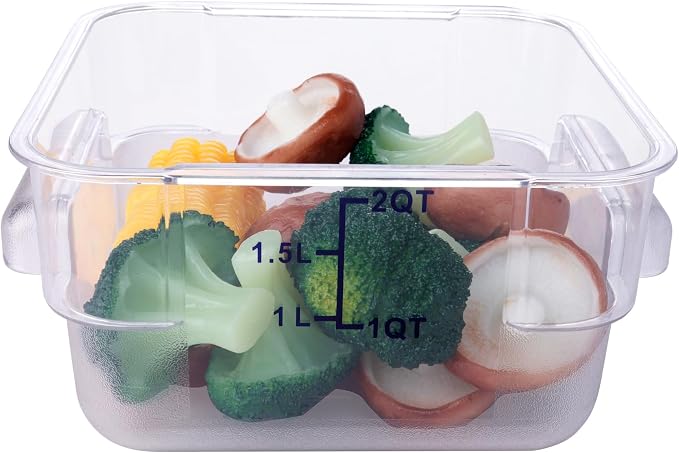 2 Pack RED Square Food Storage Container With Lid,Commercial Storage Box With Scale & Handle,Cake Making,Dough Marinating Meat,Kitchen Supplies (2 Quart)