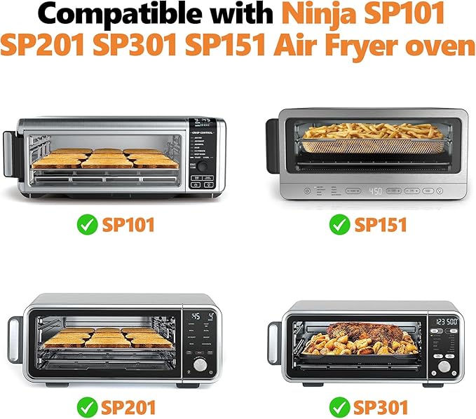 Crumb Tray Replacement for Ninja Foodi SP101 SP151 SP201 SP301 Air Fryer Oven, with 6 Pack Silicone Oven Mats for Flip Toaster Oven Parts, Air Fryer Accessories for Ninja Digital Countertop Oven