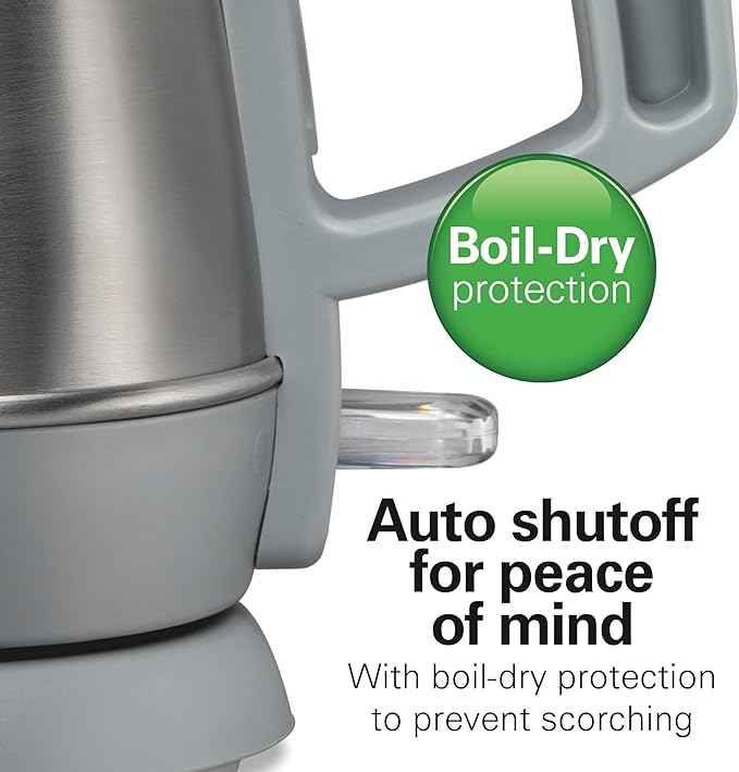 Hamilton Beach 1 Liter Electric Tea Kettle, Water Boiler & Heater | Fast Boiling 1500 Watts | BPA Free | Cordless Serving | Auto-Shutoff & Boil-Dry Protection | Cord Wrap | Stainless Steel