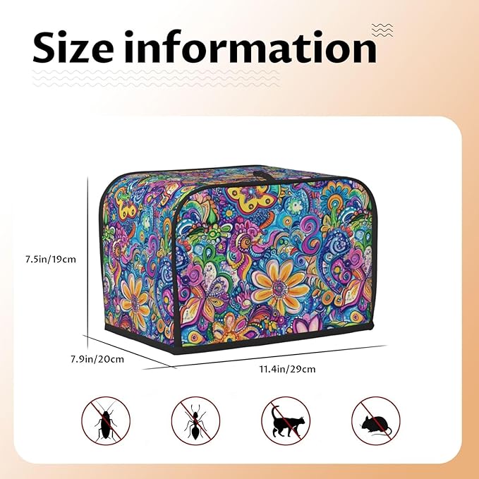 Toaster Cover 2 Slice Watercolor Flower Abstract Colorful Kitchen Small Appliance Covers with Pockets Dust and Fingerprint Protection