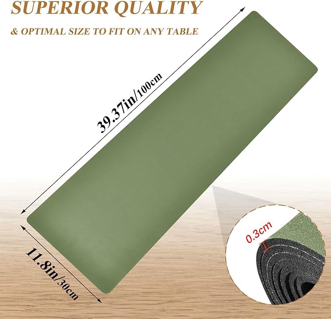 Dark Green Trivet Table Runner for Hot Dishes Plates Heat Resistance Pot Holders Anti-Slip Hot Pad Mats 11.8 * 39.4 Inches
