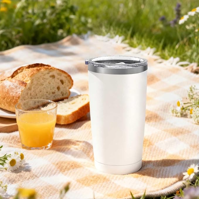 YOUKE OLA 20 Pack Stainless Steel Tumbler Bulk Insulated Vacuum Travel Mug Powder Coated Coffee Mug Gift for Laser Engrave, 20oz White