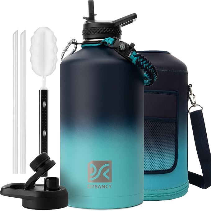 DYSANKY Gallon Insulated Water Bottle with Portable Carrier Bag for Outdoor