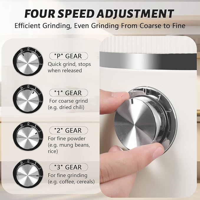 Electric Grinder for Kitchen | 800W Versatile Spice Grinder with 4 Speed Adjustment | Detachable Bowl, Suitable for Grinding Spices, Grains, Coffee
