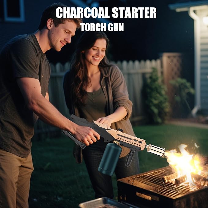 ARTFLAMM Flame Thrower Gun - Propane Cooking Torch Grill Lighter - Adjustable Flamethrower - Powerful Torch for BBQ, Campfire, Charcoal Wood, Weed (Tank Not Included)