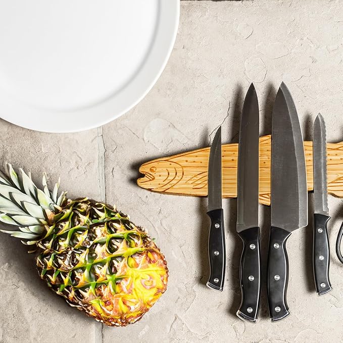 16" Premium Mangetic Knife Holder for Wall - Strong Heavy-Duty Engraved Magnet for Knives - Wall or Refrigerator Kitchen Magnetic Knife Stripe - Designed in U.S. (Trout)
