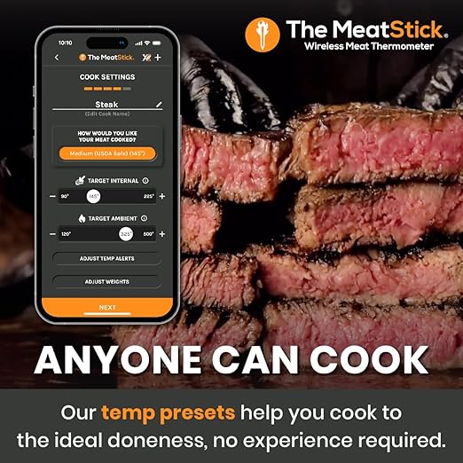 MeatStick X – Smart Wireless Meat Probe for Grilling, Smoking & BBQ | 500ft+ Bluetooth Range | Works in Oven, Smoker & Grill