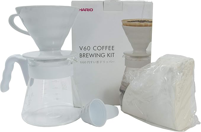 Hario "Simply Hario" Ceramic Pour Over Coffee Set, Size 02, White