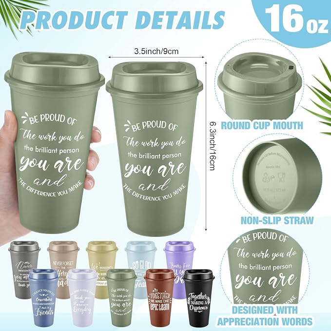 Teenyyou 135 Pcs Employee Appreciation Gift Set, 16oz Tumbler with Lid Notebook Pen Bulk Thank You Gift Holiday Party Favor for Teachers Office Coworker Teacher Staff Team (Dark Color,Classic Style)