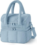 BAGSMART Lunch Bag Women, Double Deck Insulated Lunch Box, Quilted Puffer Lunch Tote, Leakproof, Durable & Reusable Large Lunch Cooler For Work Picnic Travel Meal Prep, Dusk Blue