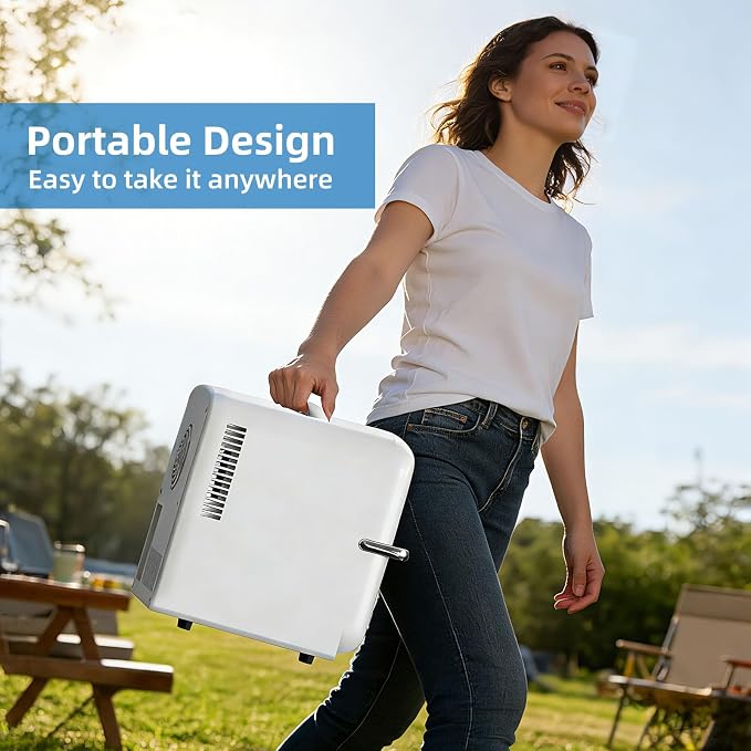 Antarctic Star Compact Mini Fridge, 4L Capacity/6 Cans Portable Cooler and Warmer Compact Refrigerator, for Bedroom,Car,Office and Dorm, Small Cooler and Warmer for Cosmetics, Beverage and Food, White