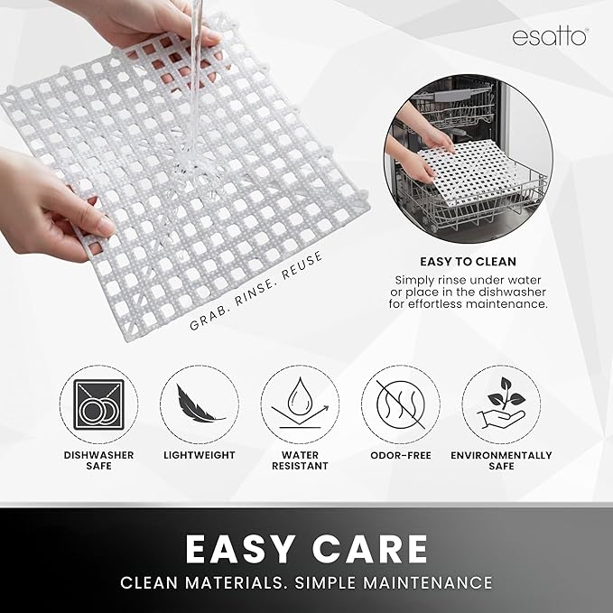 Esatto Interlocking Shelf Mats – for Spills, Clean Bars, Stain Protection, and an Anti-Slip Surface (6, Clear)