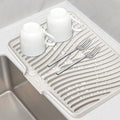TIKNIK Silicone Dish Drying Mat, Stone Drying Mat for Kitchen Counter with Built-In Drain, Non-Slip Drain Pad with Built-in Drain, Heat Resistant Stone Drying Mat, Hangable, Cream-1pcs, 20" x 15"